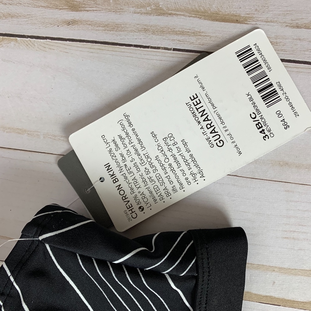 Athleta Chevron Bikini Top black and white 34B/C - Picture 5 of 6